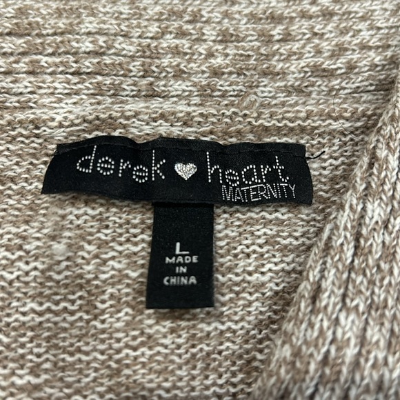 Derek Heart Maternity Brown/White Cowl Neck Sweater with Front Ties Size Large - Picture 5 of 7